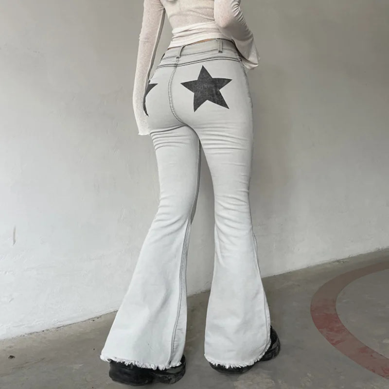 ALLNeon Indie Aesthetics Slim Low Waist Flare Pants