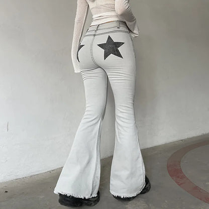ALLNeon Indie Aesthetics Slim Low Waist Flare Pants