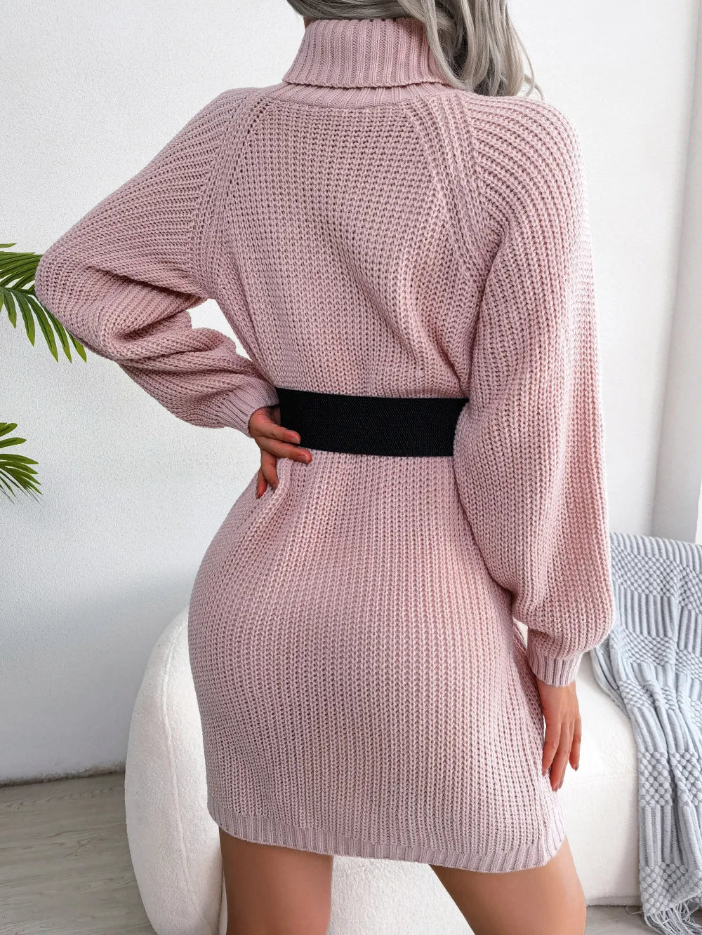 Slim Turtleneck Sweater Dress – Cozy Knit for Fall &amp; Winter Fashion