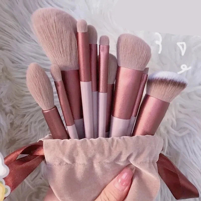 13-Piece Makeup Brushes Set - Eyeshadow, Foundation, Blush &amp; Cosmetic Tools with Bag