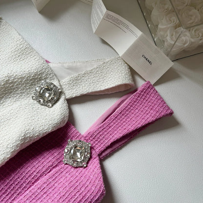 Korean Style Backless Bow Two-Piece Set