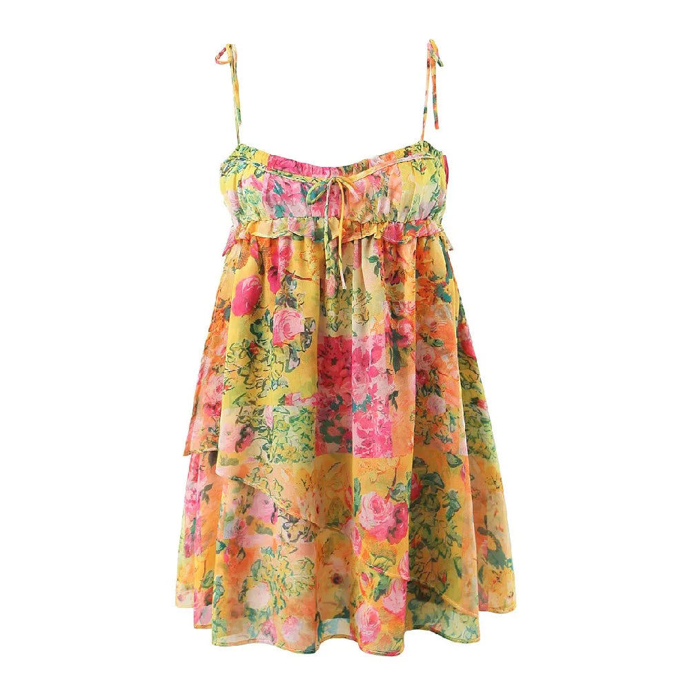 Women’s Bow Lacing Up Sling Robe Mini Dress