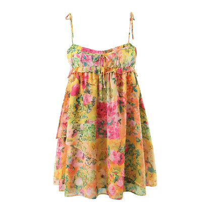 Women’s Bow Lacing Up Sling Robe Mini Dress