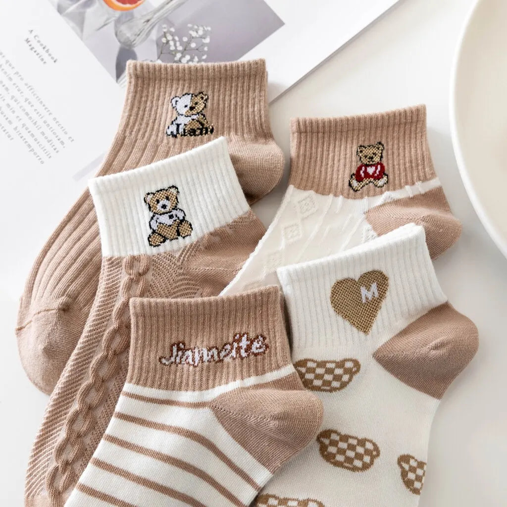 5 Pairs Women Elegant Retro Socks