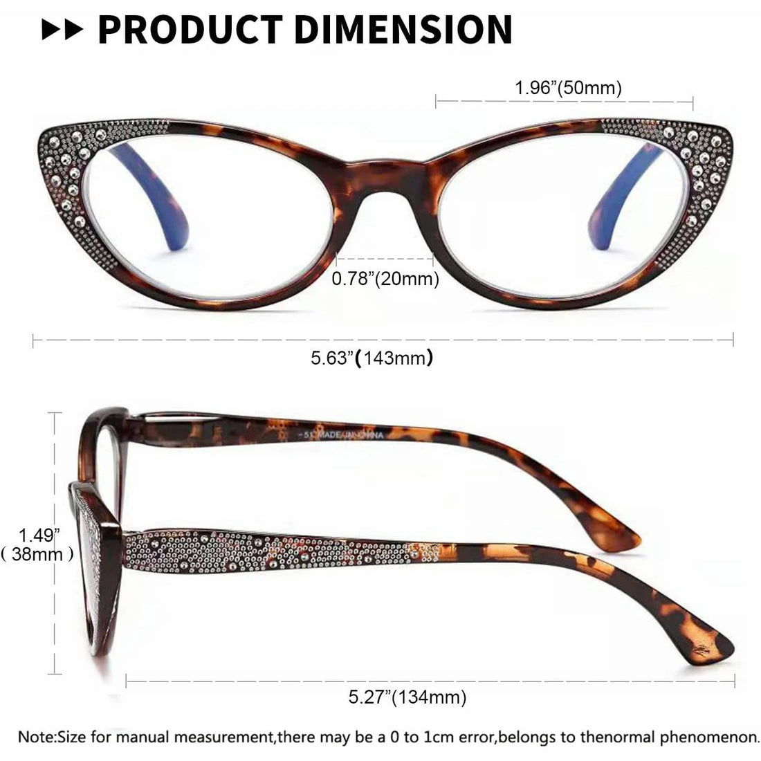 BEGREAT Diamond Cat Eye Reading Glasses for Women