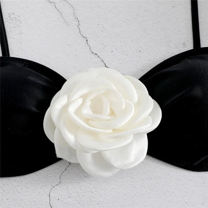 Sexy Flower Bandeau Swimwear Thong Bikini