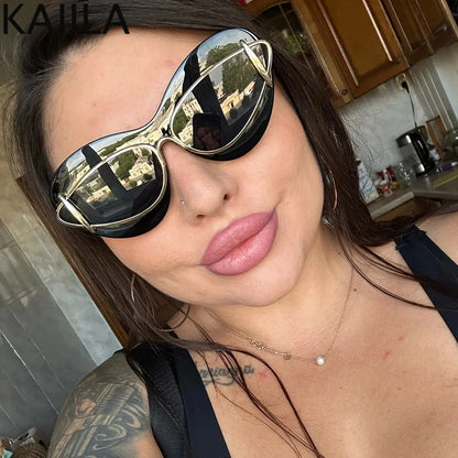 Sexy Cat Eye Double Frame Sunglasses for Women