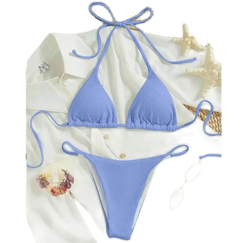 Special Pit Stripe Fabric Bikini Set