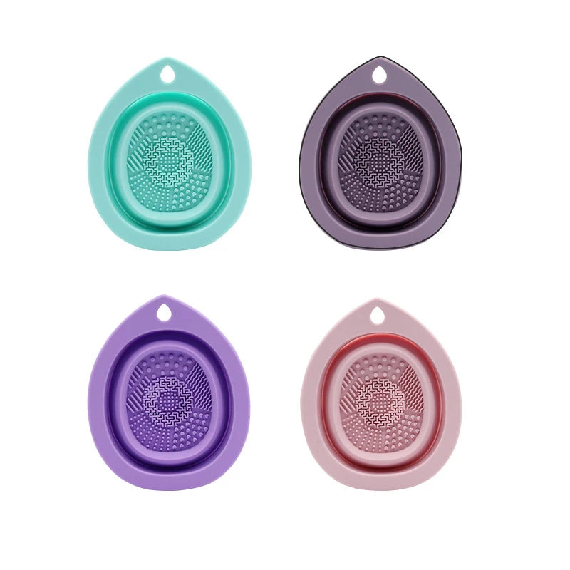 Silicone Makeup Brush Cleaner Folding Scrubber Box