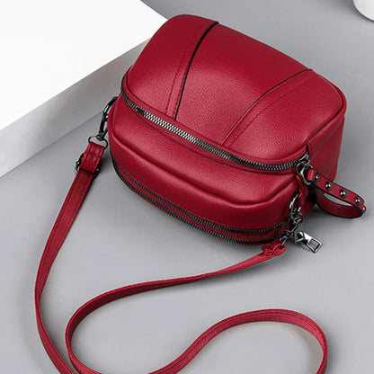 Solid Color Rivet Zipper Mobile Phone Crossbody Bag