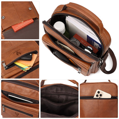 HUMERPAUL Genuine Leather Small Messenger Bag for Men