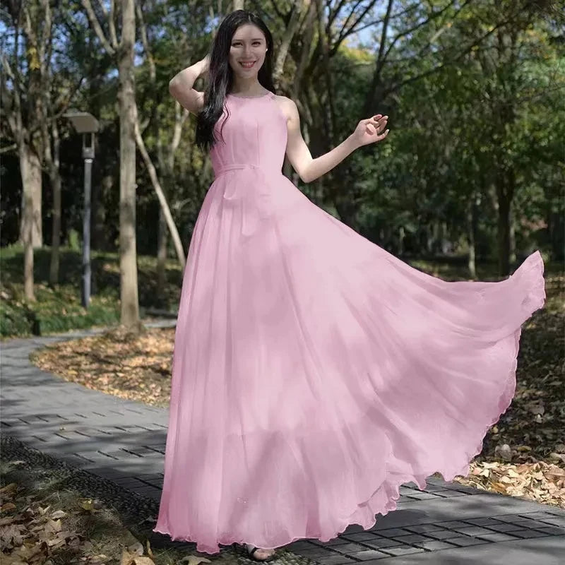 New Summer Chiffon Extra Long Large Swing Dress for Women