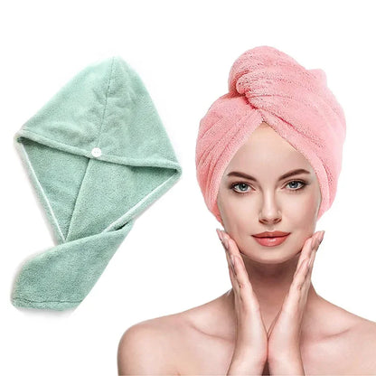 Women Hair Drying Hat Quick-dry Microfiber Hair Towel Cap Hat Bath Hat Solid Towel Cap Super Absorption Turban Hair Dry Cap