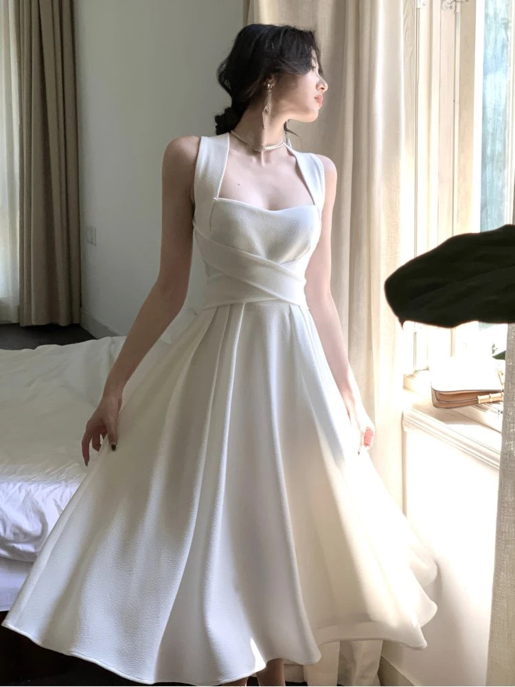 Korean Elegant Midi Dress for Women