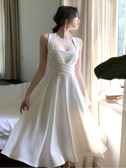 Korean Elegant Midi Dress for Women
