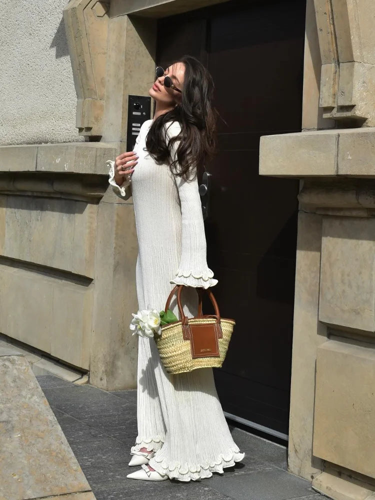 Elegant Flare Sleeve Maxi Dress