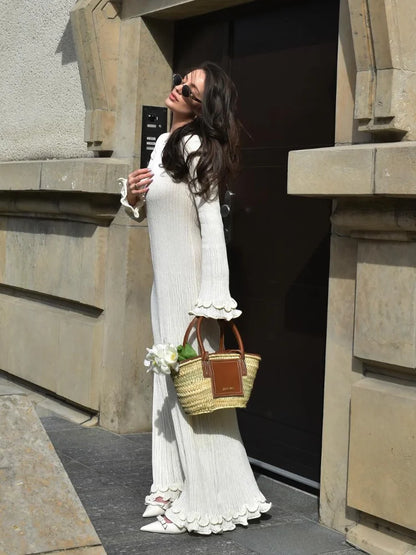 Elegant Flare Sleeve Maxi Dress