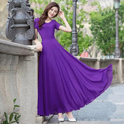 Summer Bohemian Beach Long Chiffon Dress