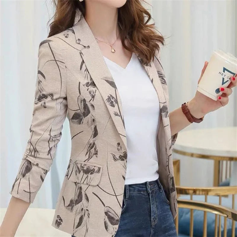 Spring Autumn Women’s Printed Small Suit Jacket