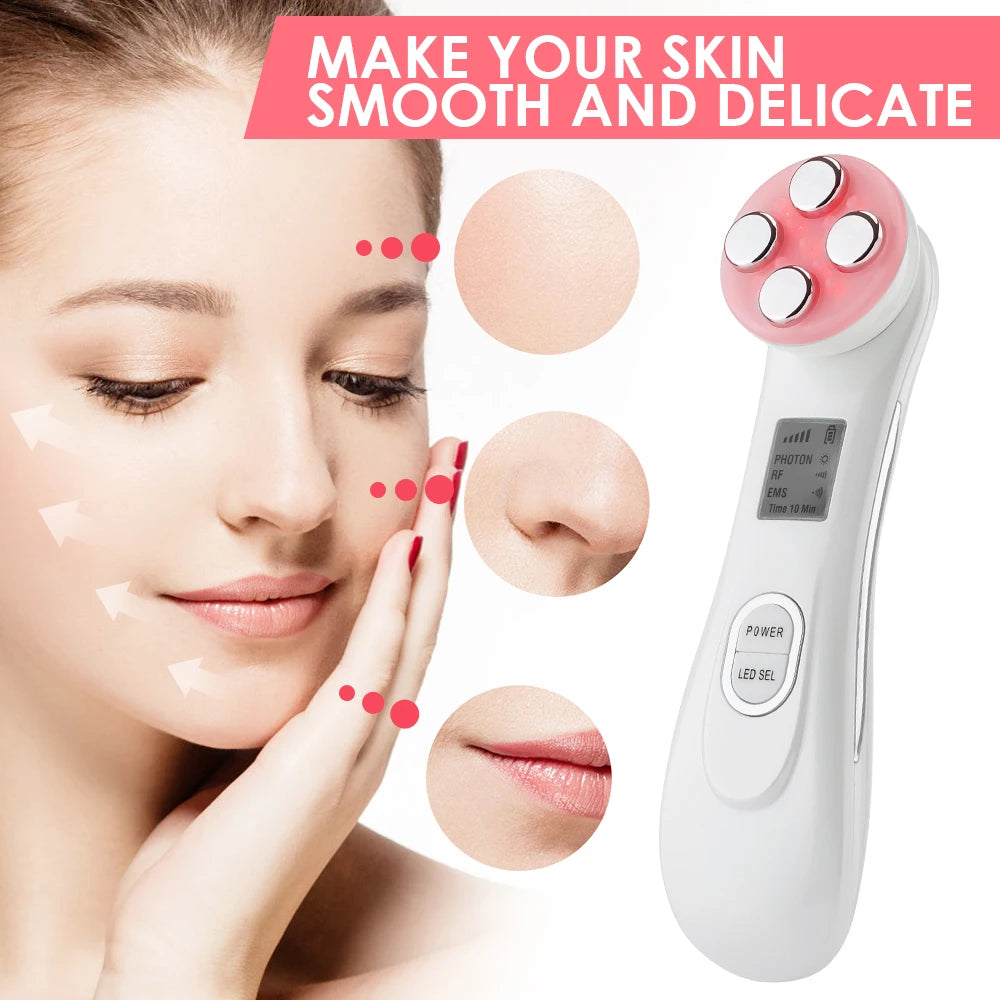 5-Color RF LED Facial Device – Wrinkle Removal &amp; Skin Lifting