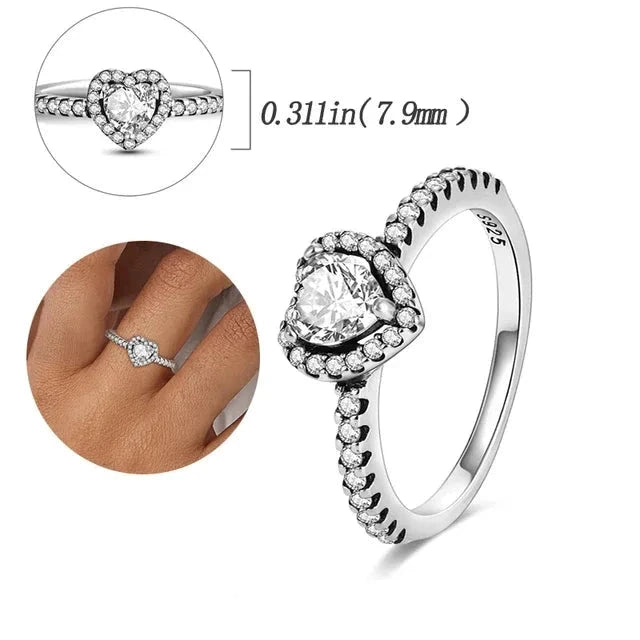 New Red Heart Ring 925 Sterling Silver Sparkling Ring for Women 925 Silver Design Original Zircon Rings Festival Jewelry Gift