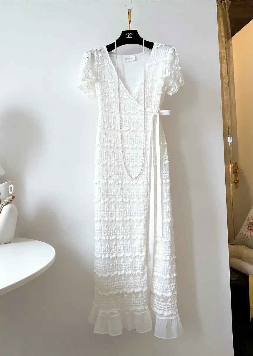 New Korean Fashion V-neck Lace Dress for Women