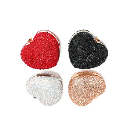 Luxury Diamond Inlay Heart Shaped Crystal Clutch Purse