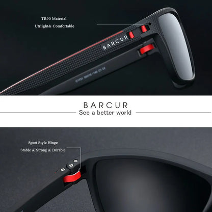 BARCUR Design TR90 Polarized Sunglasses for Men