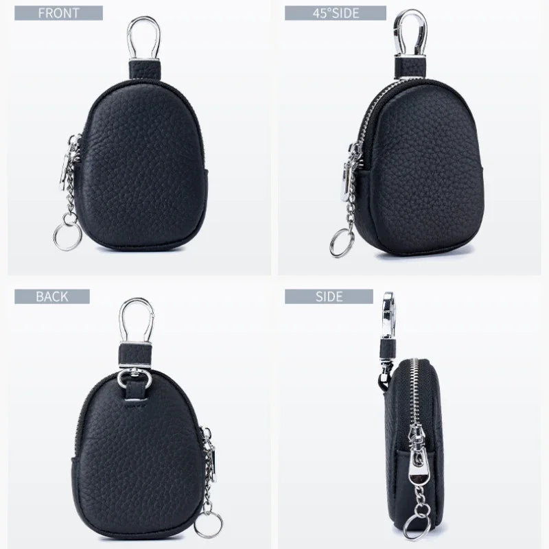 Mini Leather Coin Purse with Key Ring