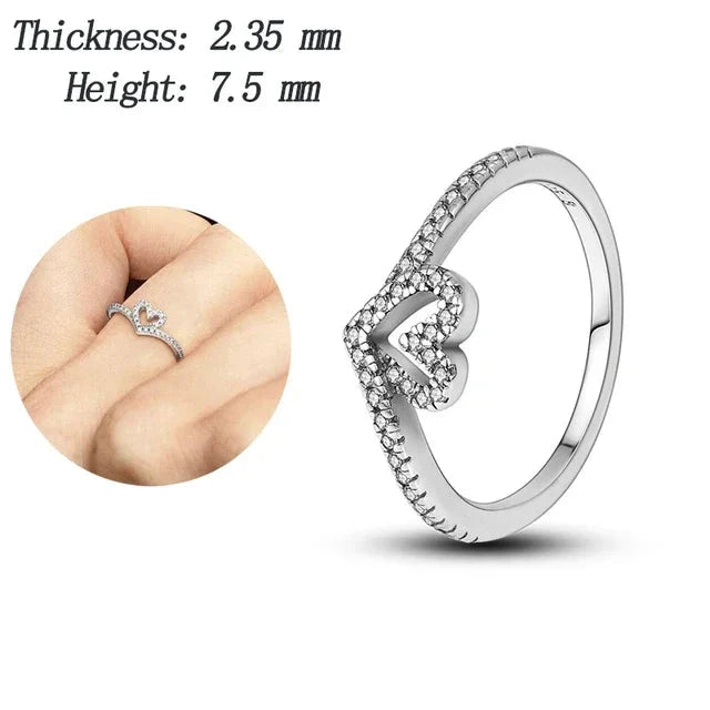 New Red Heart Ring 925 Sterling Silver Sparkling Ring for Women 925 Silver Design Original Zircon Rings Festival Jewelry Gift