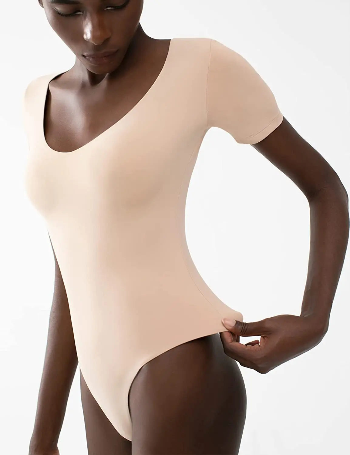 Sexy One Piece Shapewear Bodysuit  Square Neck, Short Sleeve