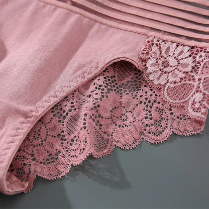 Sexy Lace Transparent Panties Mid Waist Embroidered