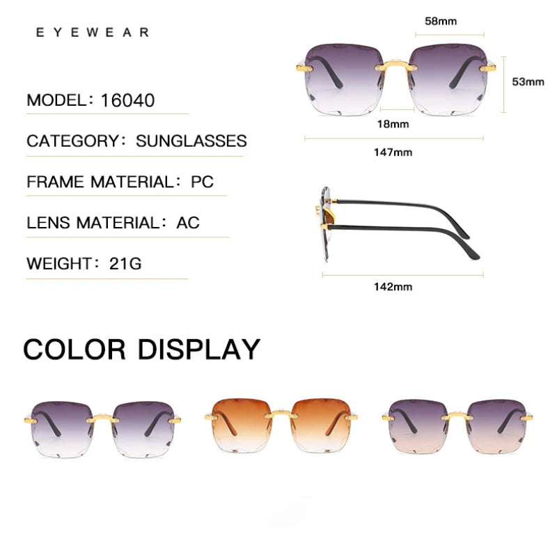 New Rimless Women Sunglasses