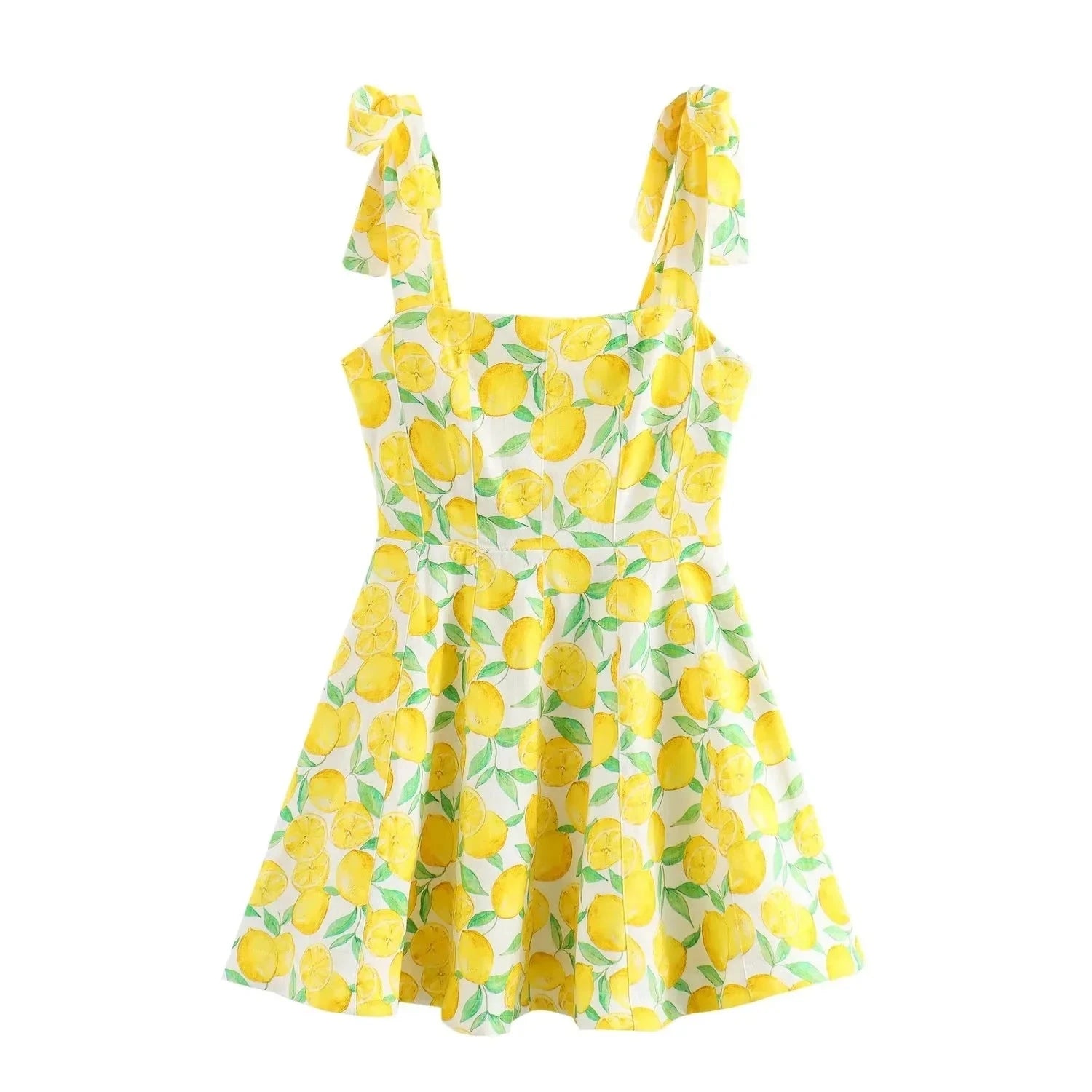 Chic Fruit Printed Bow Mini Dress