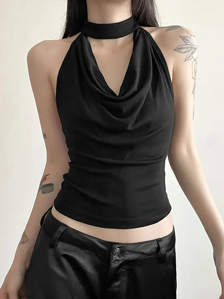 Solid Color Casual Halter Vest