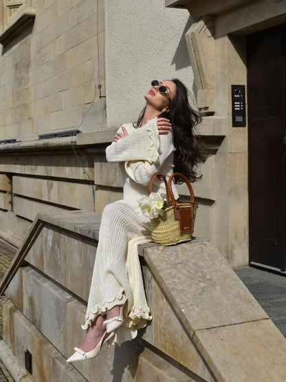 Elegant Flare Sleeve Maxi Dress