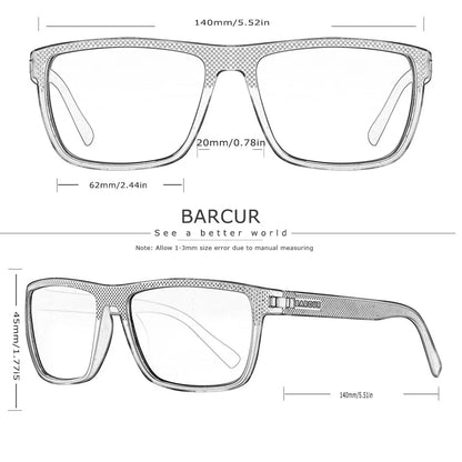 BARCUR Design TR90 Polarized Sunglasses for Men