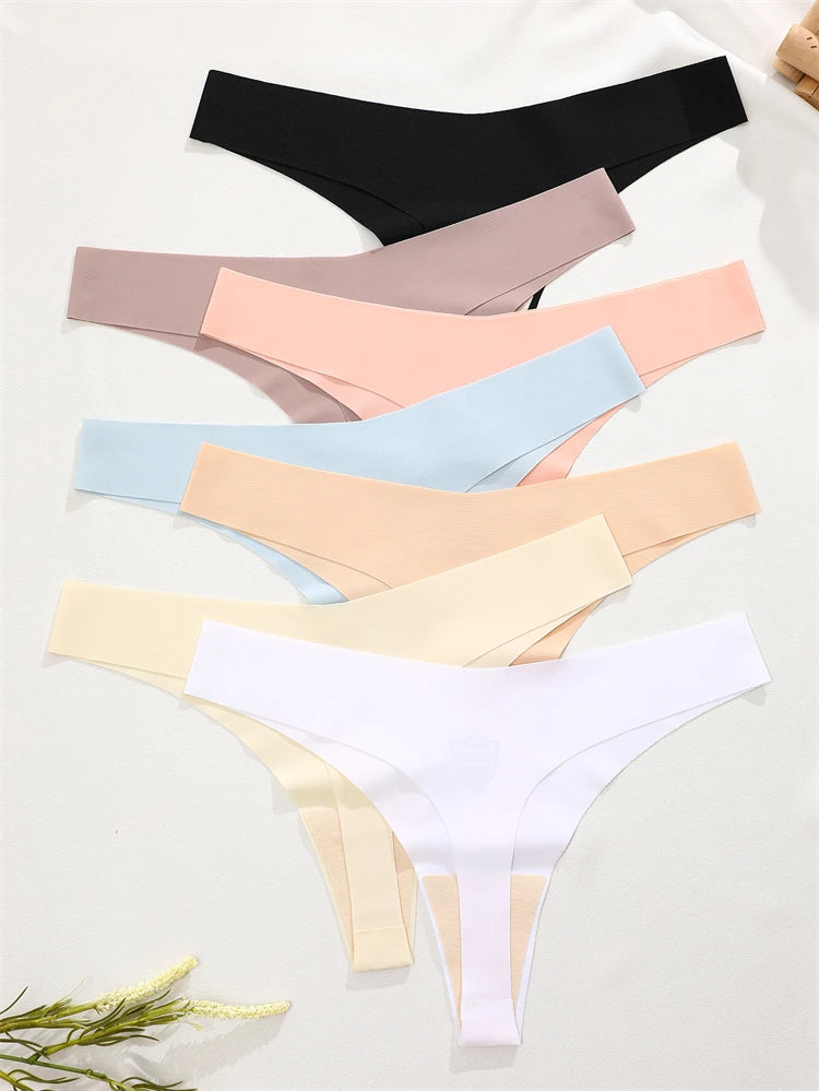 6 Piece Women’s Ice Silk Seamless G-String Panties