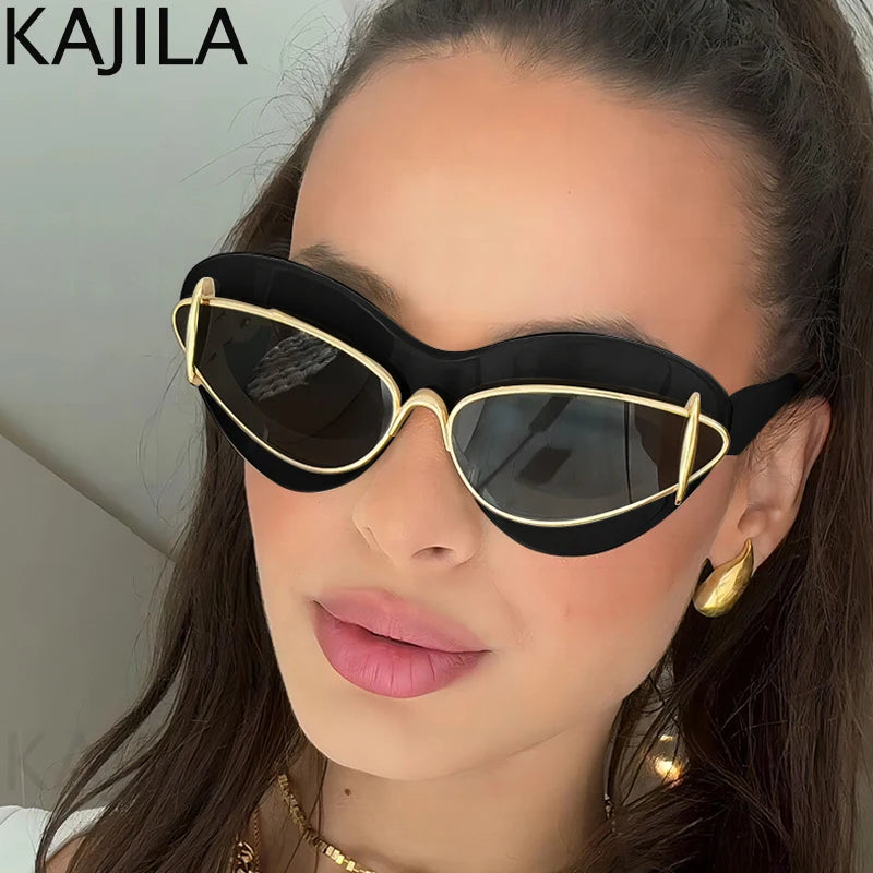 Sexy Cat Eye Double Frame Sunglasses for Women