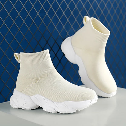 Girls Fashion Knit High Top Sneakers