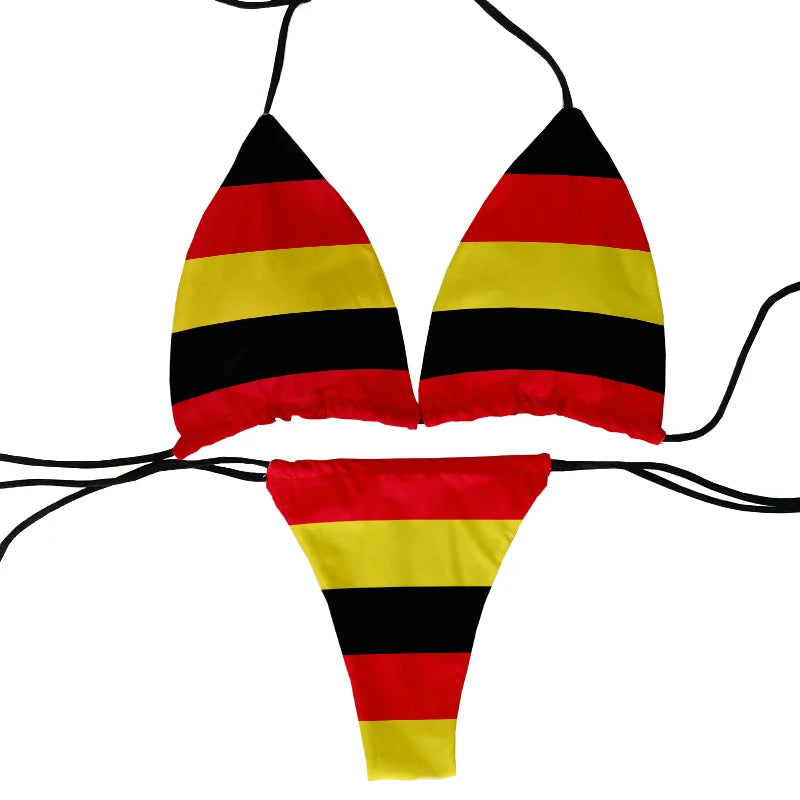 Funny Flag Print Two-Piece Swimsuit
