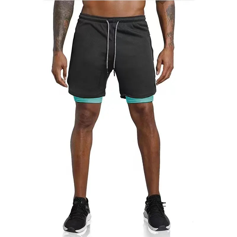 Men’s Double-Decker Running Shorts – Breathable and Supportive Workout Wear