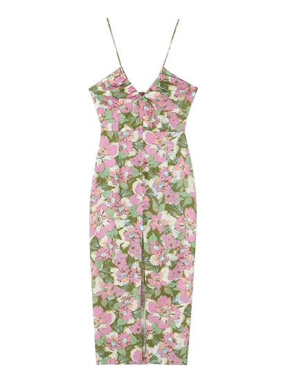 XNWMNZ Women’s Fashion Linen Blended Flower Print Dress