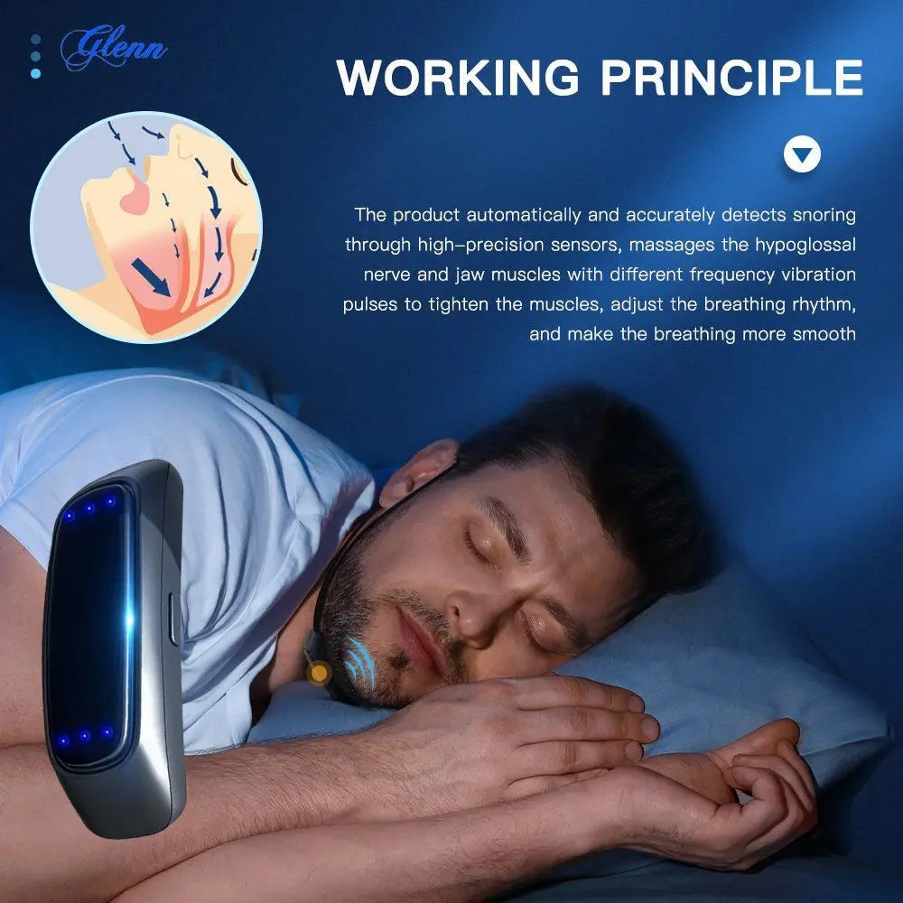 EMS Pulse Stop Snore Portable Comfortable Sleep Well Stop Snore Health Care Sleep Apnea Aid USB Smart Anti Snoring Device - Amazing G