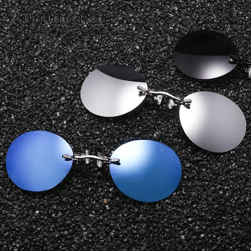 Clip-On Nose Glasses Round Rimless Matrix Morpheus Sunglasses