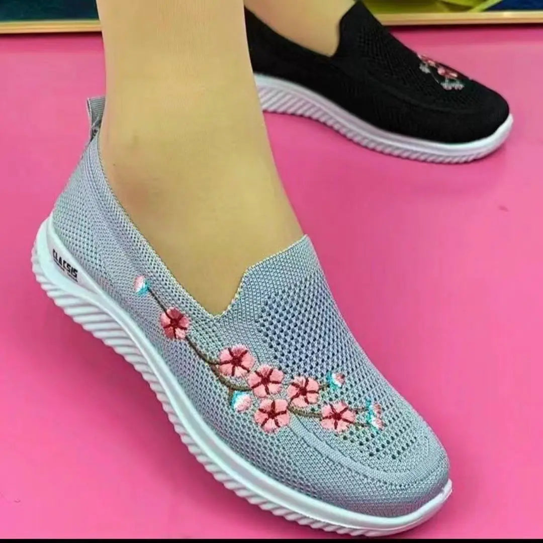 Breathable Floral Mesh Comfort Sneakers for Women