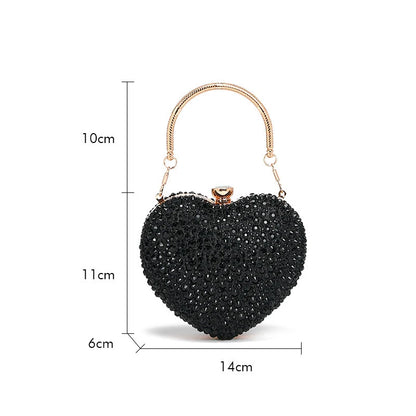 Luxury Diamond Inlay Heart Shaped Crystal Clutch Purse