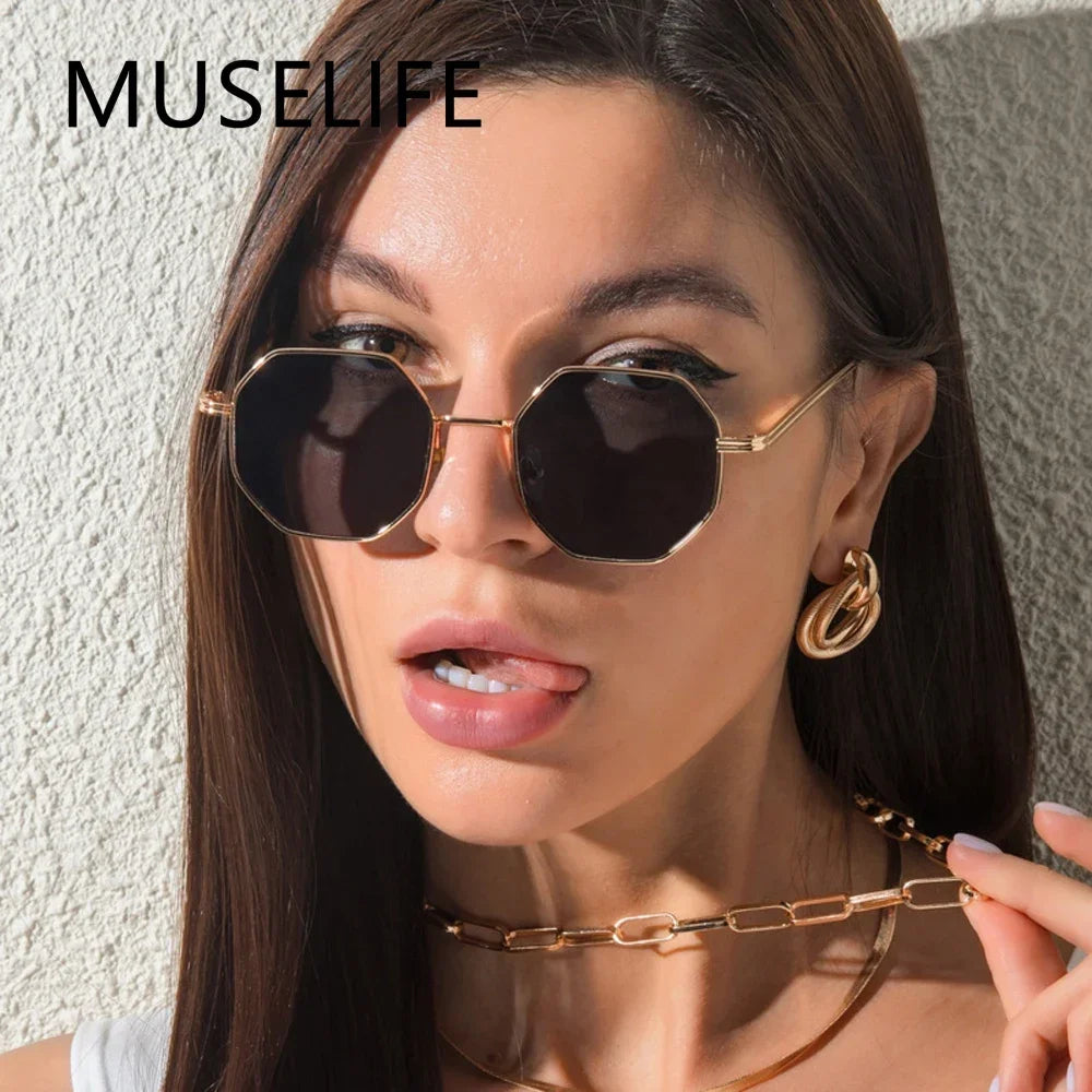 MUSELIFE Vintage Polygon Sunglasses