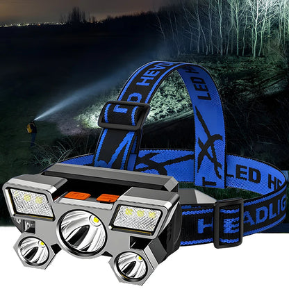 Powerful 5LED Head Flashlight USB Rechargeable for Fishing Led Headlamp Camping Headlights Hunting Torch Hiking Front Lanterns