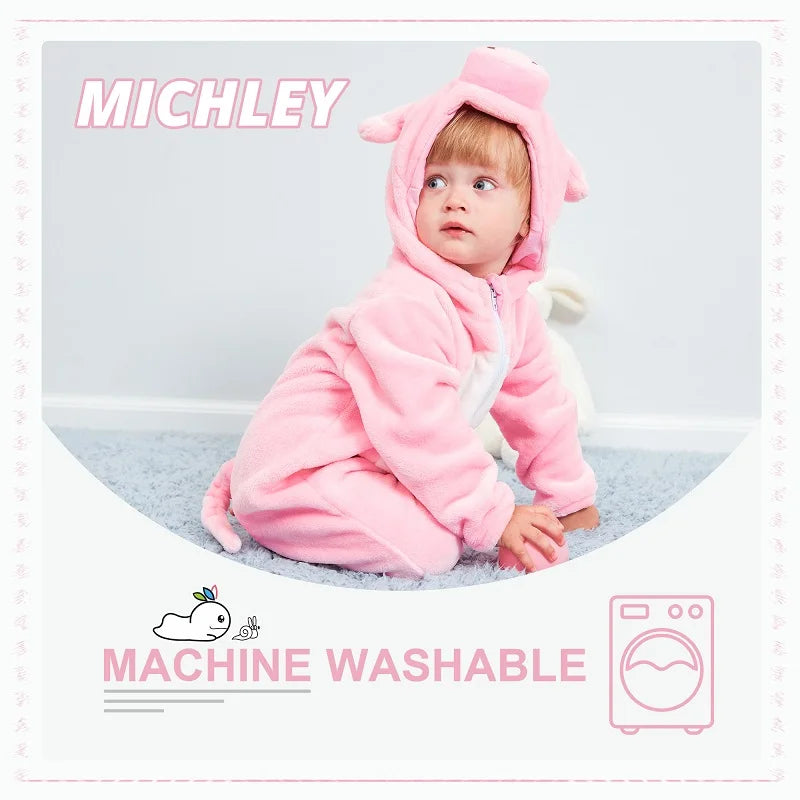 MICHLEY Pink Pig Baby Romper